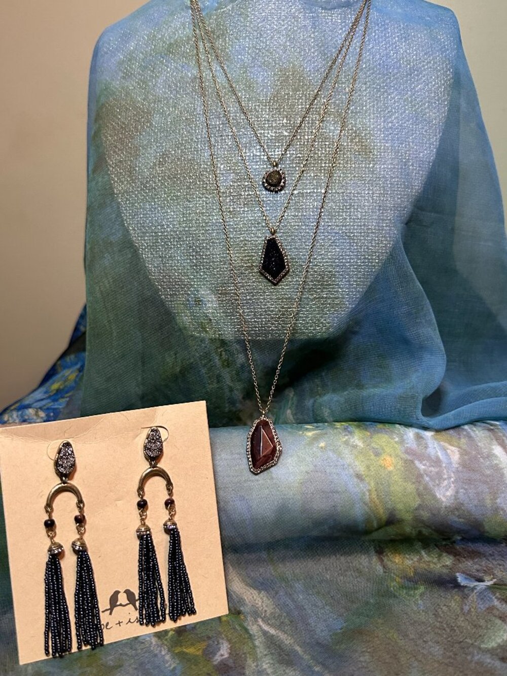 BUNDLE: Rebel Earrings & 3 Row Convertible Necklace